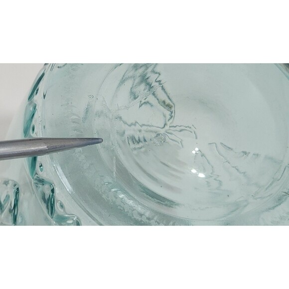 Vintage Vetreria Etrusca Pitcher Thick Green Glass Raised Palm Trees Italy READ - Picture 10 of 11